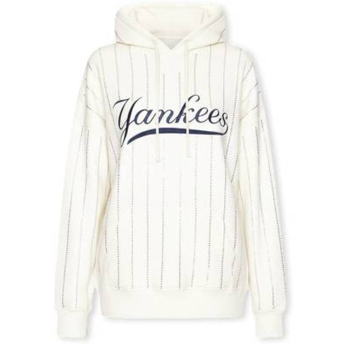 Terez 【 X Revolve Yankees Gem Pinstripe Hoodie Women White 】 ヤンキース フーディー パーカー レディース 白いこと 白いこと