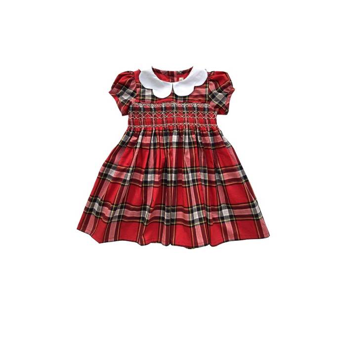 Wild Wawa 【 Scallop Dress Girls Tartan Red 】 お召しもの お坊っちゃん キッズ Red 赤・赤いこと