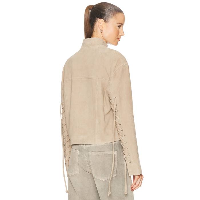 Grlfrnd 【 Annika Suede Lace Up Jacket Women Desert Sand 】 スエード・スウェード Jacket 上衣 レディース 砂色・真砂