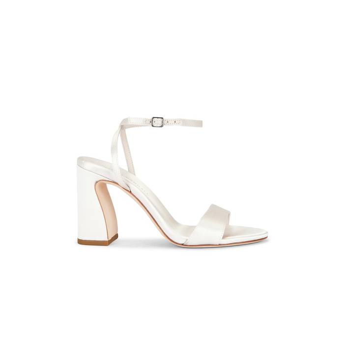ロフラーランドール Loeffler Randall 【 Malia Curved Heel Simple Sandal Women Cream Satin 】 踵 レディース 皮膚軟化剤 繻子
