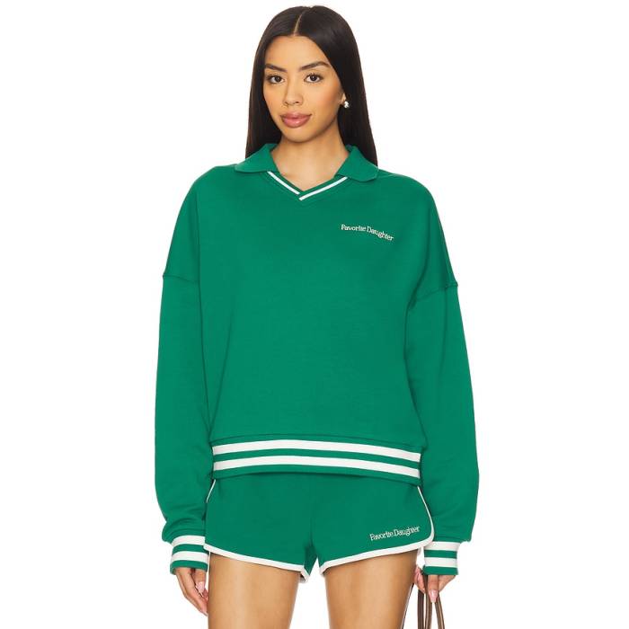 Favorite Daughter 【 Ivy League Rugby Sweater Women Emerald 】 ラガー 調教師 レディース その他-レディースファッション-ニット・セーター