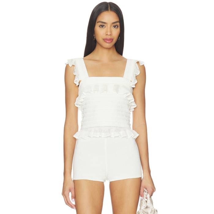 ジマーマン Zimmermann 【 Luna Lace Frill Cami Women Ivory 】 レディース 象牙色