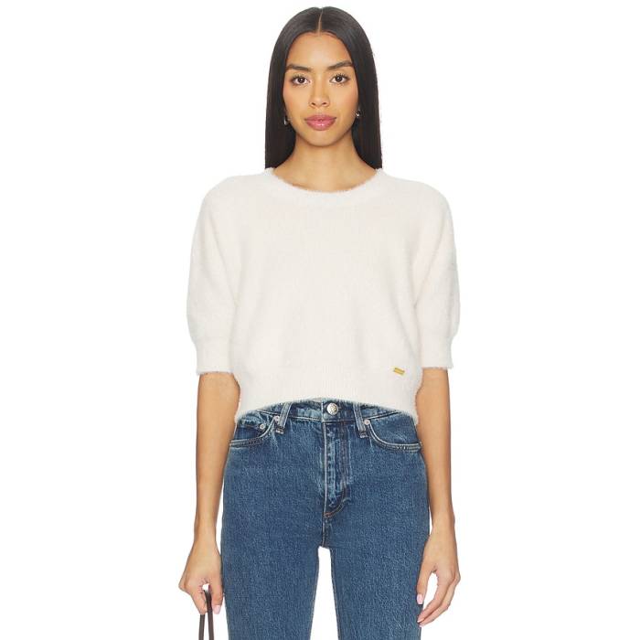 L\u0027agence 【 Guinevere Short Sleeve Crop Crew Top Women Vintage White 】 Sleeve 捩り Crop クロップ 労働者の一団 レディース vintage ビンテージ・ヴィンテージ 白いこと 白いこと