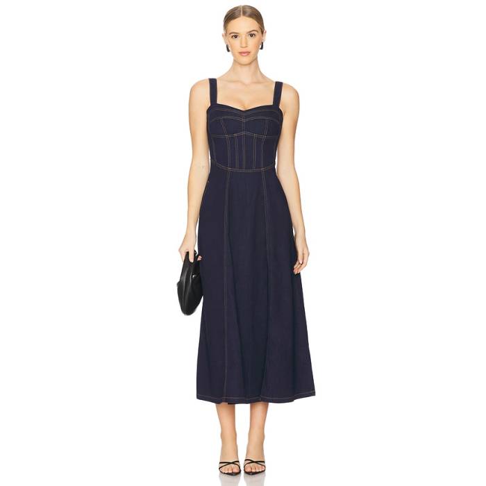 バル点点 Bardot 【 Lilah Denim Midi Dress Women Dark 】 ジーンズ お召しもの レディース