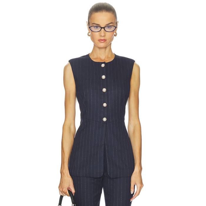 Favorite Daughter 【 The Clocking In Top Women Navy Pinstripe 】 レディース 紺色 米国海軍