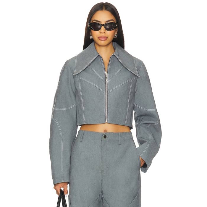 Kate Barton 【 Specialty Denim Paneled Jacket Women Grey Denim 】 デニム Jacket ジャケット レディース 灰色 グレー デニム｜スニケス