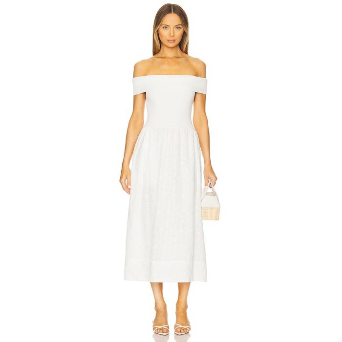 Astr The Label 【 Mixed Media Off Shoulder Dress Women White 】 ドレス レディース 白色 ホワイト