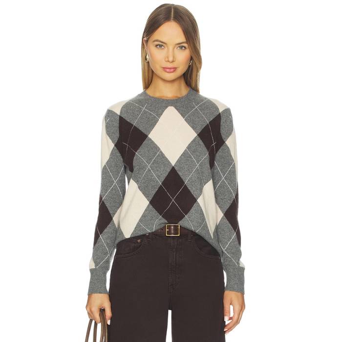 Enza Costa 【 Knit Cashmere Sweater Women Argyle 】 編み物 調教師 レディース