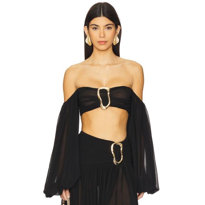 Michael Costello 【 X Revolve Blair Crop Top Women Black 】 Crop クロップ レディース 黒いこと 黒いこと