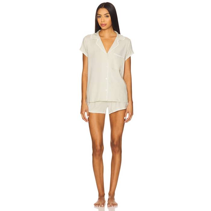 エバージェイ Eberjey 【 Frida Shortie Pj Set Women Mint Cream \u0026Amp; Ivory 】 レディース 皮膚軟化剤 象牙色