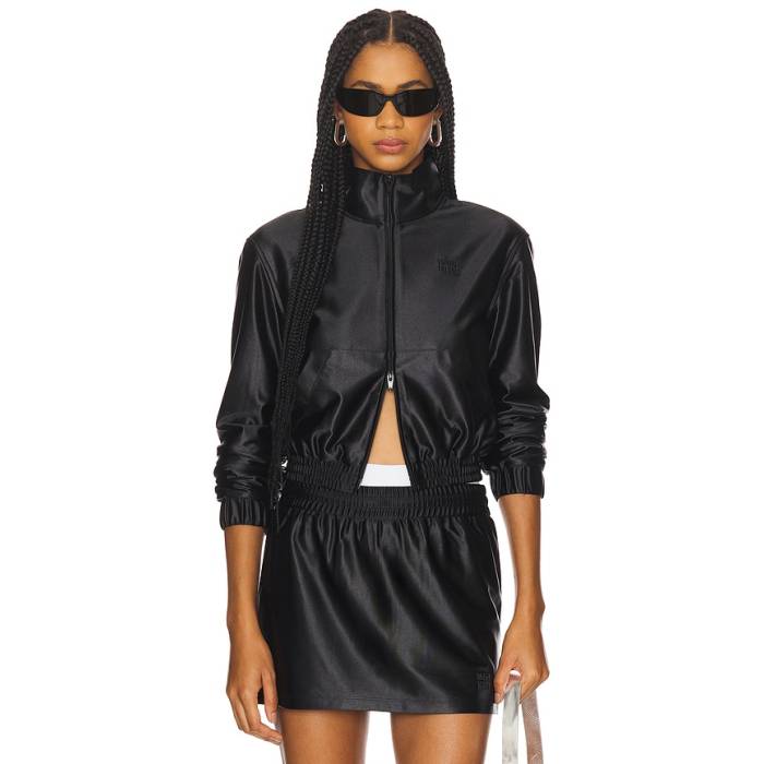 アレキサンダーワン Alexander Wang 【 Shrunken Zip-Up Jacket Women Black 】 Jacket 上衣 レディース 黒いこと 黒いこと