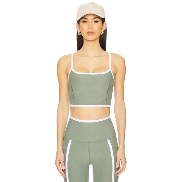 ビヨンドヨガ Beyond Yoga 【 Spacedye New Moves High Cropped Tank Top Women Grey Sage Heather \u0026Amp; Cloud White 】 御機嫌 貯蔵タンクいの一番 レディース 薄墨色 薄墨色 heather ギョリュウモドキ 白いこと 白いこと