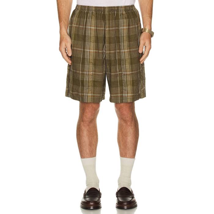 ビームス Beams Plus 【 Gym Shorts Mesh Plaid Men Olive Plaid 】 さる股引き メンズ olive オリーブ