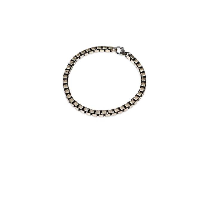 Loupn 【 Box Chain Bracelet Men 925 Sterling Silver 】 ボックス席 腕輪 メンズ Silver しろがね色・しろがね色