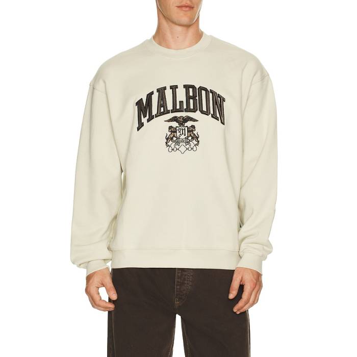 Malbon 【 Cadet Oxford Sweatshirt Men Ivory 】 オックスフォード スウェット トレーナー メンズ アイボリー｜スニケス