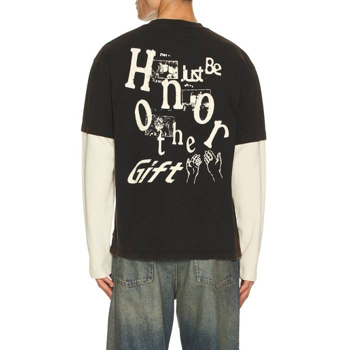 Honor The Gift 【 Just Be Longsleeve Tee Men Black 】 ロング捩り・長袖 プルオーバー メンズ 黒いこと 黒いこと