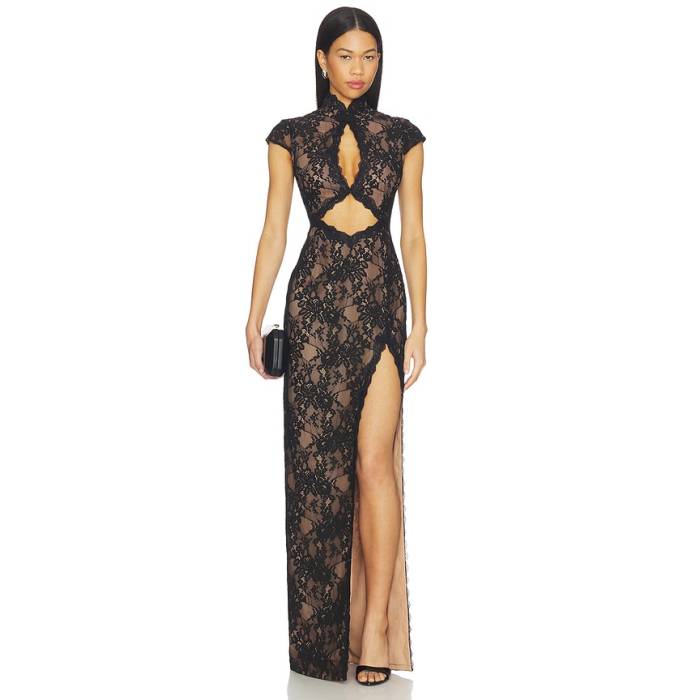 Sau Lee 【 Moira Lace Maxi Dress Women Black 】 御召しもの レディース 黒いこと 黒いこと