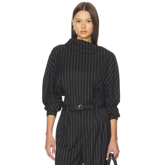 Nicholas 【 Bettina Draped Long Sleeve Top Women Black 】 Sleeve 捩り レディース 黒いこと 黒いこと