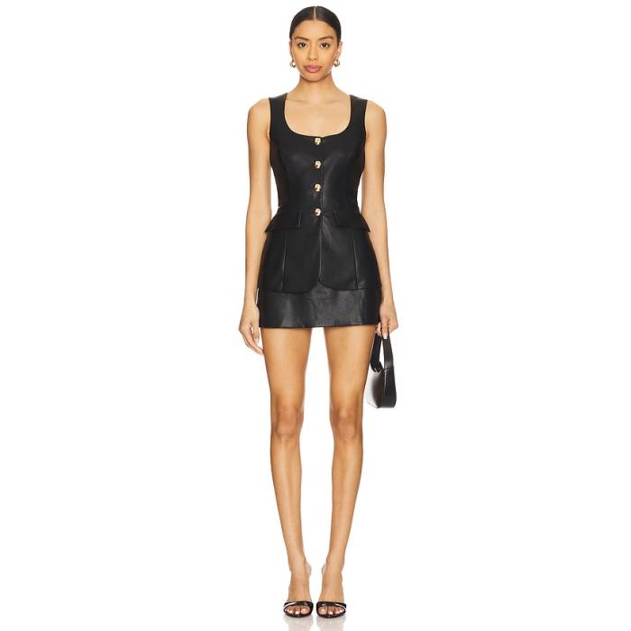 アマンダアプリチャード Amanda Uprichard 【 Kya Romper Women Black Faux Leather 】 ロンパース レディース 黒いこと 黒いこと なめし革