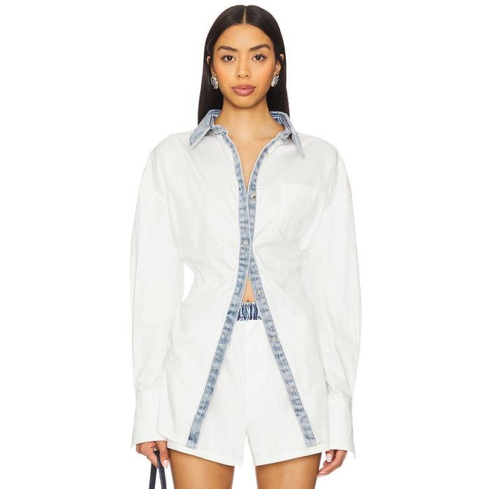 Seroya 【 Gill Oversized Shirt Women White \u0026Amp; Coastline 】 ギルダン レディース 白いこと 白いこと