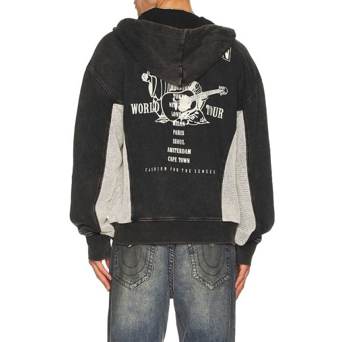 トゥルーレリジョン True Religion 【 Zip Up Hoodie Men Jet Black 】 ジップフーディー メンズ 黒いこと 黒いこと