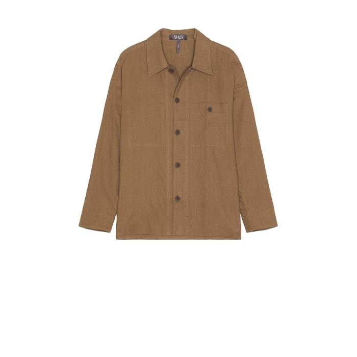 Wao 【 The Linen Shirt Jacket Men Brown 】 Jacket ジャケット メンズ 茶色 ブラウン|スニケス