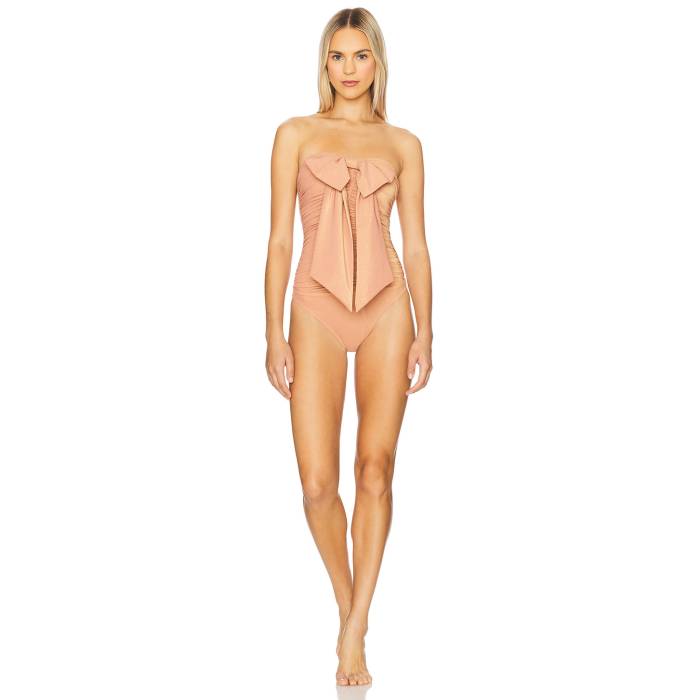 ジマーマン Zimmermann 【 Coco Metallic Drape Bow One Piece Swimsuit Women Shell Pink 】 海水着 レディース shell 甲殻 pink さくら色