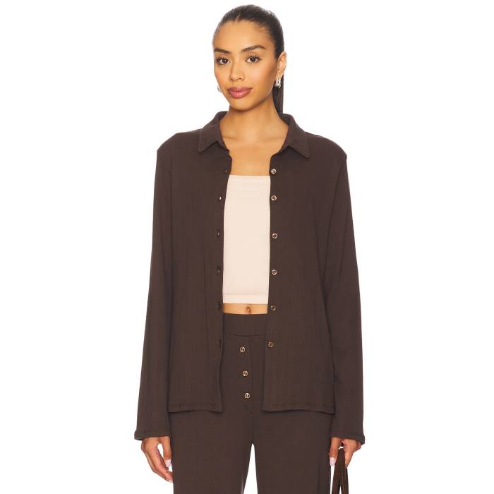 Vir Vita 【 Eloise Pointelle Shirt Women Espresso 】 レディース｜スニケス