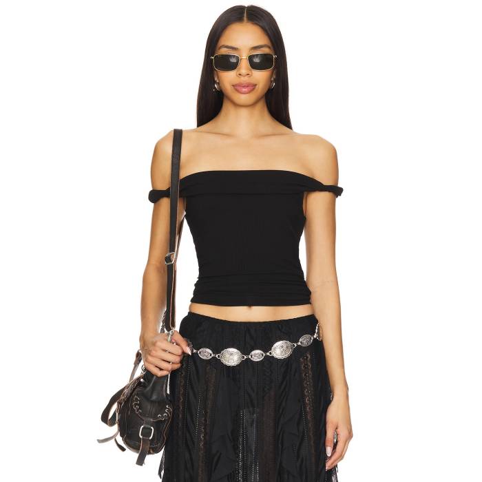 Superdown 【 Analiza Off The Shoulder Top Women Black 】 レディース 黒いこと 黒いこと