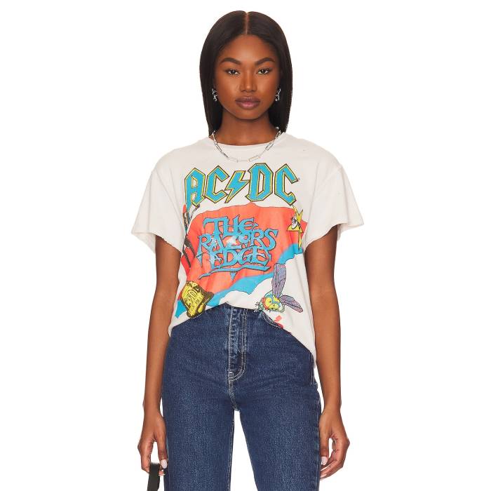 Madeworn 【 Acdc Tee Women Vintage White 】 Tシャツ レディースファッション トップス Tシャツ カットソー レディース vintage ビンテージ・ヴィンテージ 白色 ホワイト