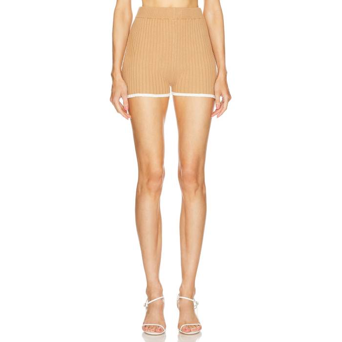 Matthew Bruch 【 Rib Knit Hot Short Women Khaki 】 ニット レディースファッション ボトムス パンツ レディース カーキ