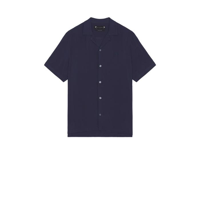 オールセインツ Allsaints 【 Venice Short Sleeve Shirt Men Night Sky Blue 】 Sleeve スリーブ メンズファッション トップス カジュアルシャツ メンズ ナイト スカイ 青色 ブルー