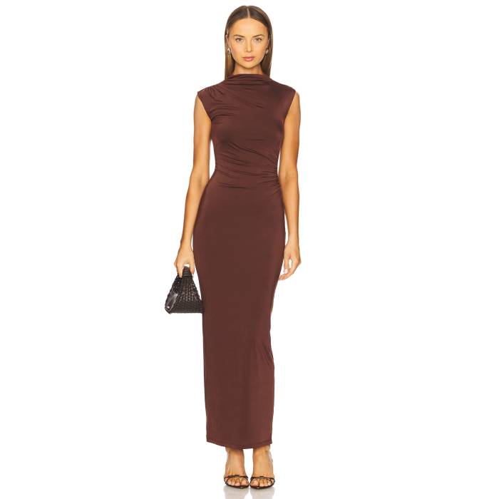Nookie 【 Olivia High Neck Midi Dress Women Cocoa 】 御機嫌 お召しもの レディース