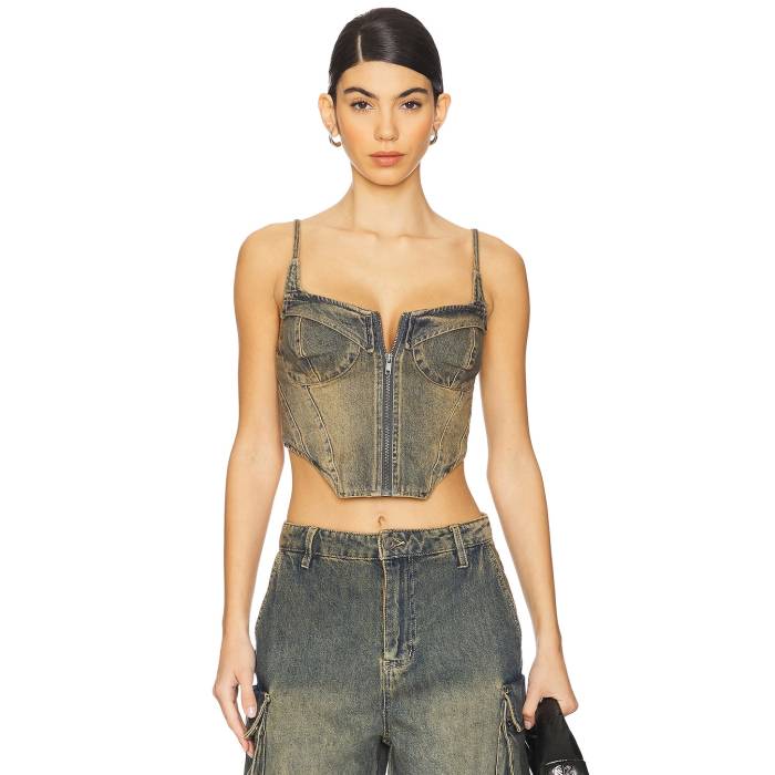 Afrm 【 Iris Bustier Women Tinted Grunge Wash 】 レディースファッション トップス その他 レディース