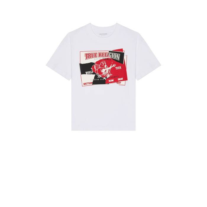 トゥルーレリジョン True Religion 【 Torn Srs Tee Men Optic White 】 プルオーバー メンズ 白いこと 白いこと