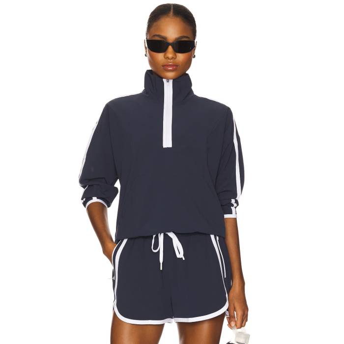 ビヨンドヨガ Beyond Yoga 【 Contrast Half Zip Pullover Women Nocturnal Navy & True White 】 ハーフ レディースファッション トップス スウェット トレーナー レディース 紺色 ネイビー 白色 ホワイト