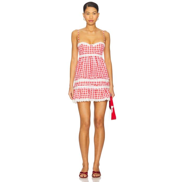 Majorelle 【 Roxy Mini Dress Women Red & White Check 】 Roxy ロキシー ドレス レディースファッション ドレス レディース Red 赤・レッド 白色 ホワイト