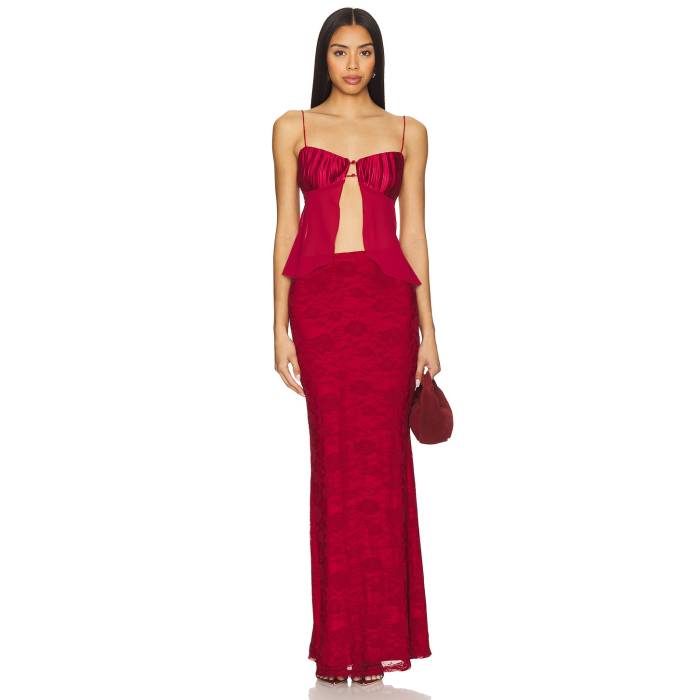 More To Come 【 Ceci Maxi Skirt Set Women Wine 】 レディースファッション ドレス レディース