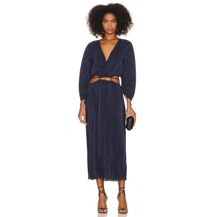 グッドアメリカン Good American 【 Always Fits Plisse Midi Dress Women Blue Rinse 】 ドレス レディースファッション ドレス レディース 青色 ブルー