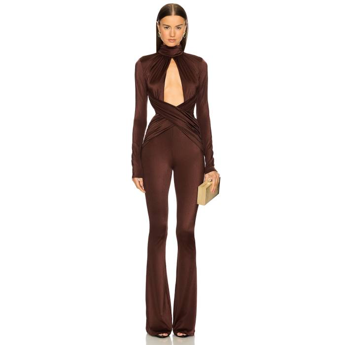 Michael Costello 【 X Revolve Salima Jumpsuit Women Chocolate Brown 】 飛び降りる背広 レディース 赤銅色 赤銅色