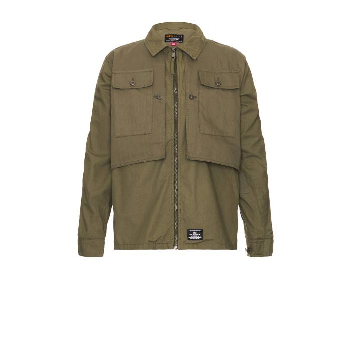 アルファインダストリーズ Alpha Industries 【 Long Sleeve P-44 Overshirt Men Green 】 Sleeve スリーブ メンズファッション コート ジャケット メンズ green 緑・グリーン