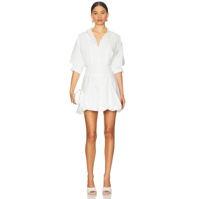 Simkhai 【 Effie Bubble Mini Dress Women White 】 砂上の楼閣 お召しもの レディース 白いこと 白いこと ドレス-レディースファッション