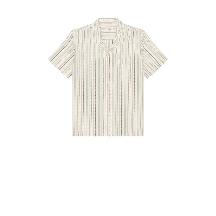 Marine Layer 【 Dobby Resort Shirt Men Natural Multi Stripe 】 メンズ 自然的 Stripe 縞模様