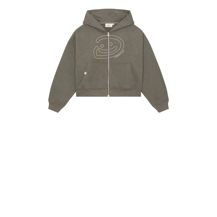 Drmers Club 【 Smiley Double Zip Hoodie Men Charcoal 】 フーディー パーカー メンズファッション トップス パーカー メンズ チャコール