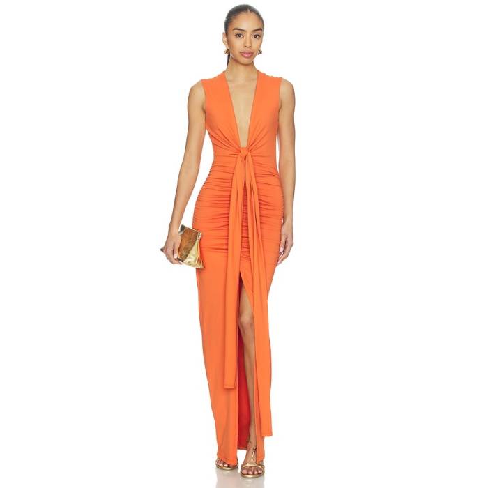 スサナモナコ Susana Monaco 【 Tie Front Dress Women Apricot 】 タイ 御召しもの レディース
