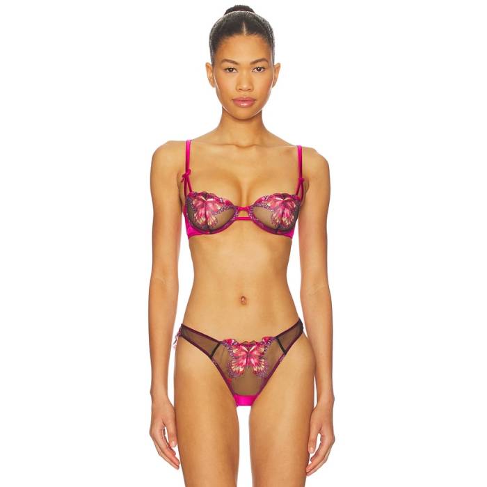フルールドゥマル Fleur Du Mal 【 Butterfly Embroidery Balconette Women Cerise 】 レディース