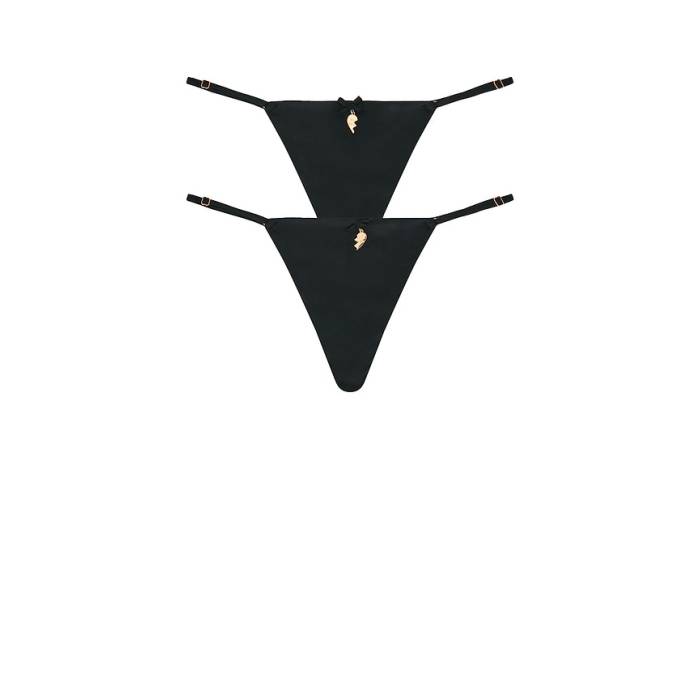 フルールドゥマル Fleur Du Mal 【 Best Friends Charm Luxe V-String Women Black 】 レディース 黒いこと 黒いこと