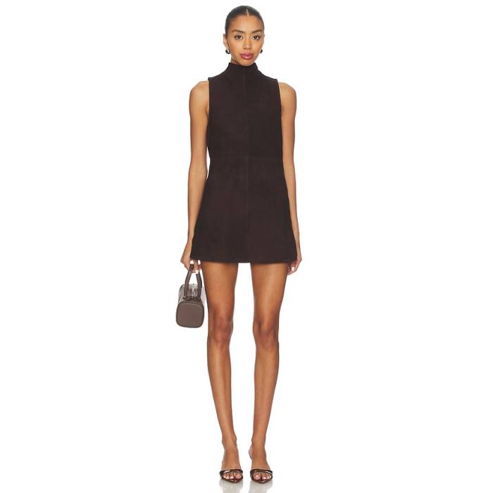 Seroya 【 Carina Suede Dress Women Tobacco 】 スエード・スウェード 御召しもの レディース 紙巻きタバコ