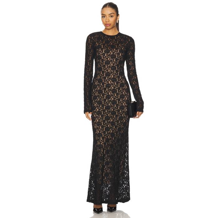 L\u0027academie 【 By Marianna Kayden Maxi Dress Women Black 】 お召しもの レディース 黒いこと 黒いこと