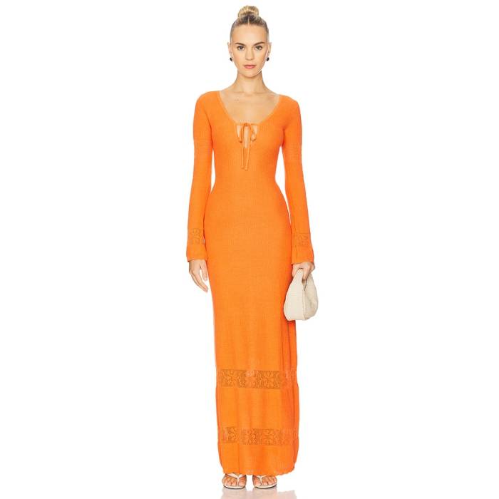 Asta Resort 【 Rita Crochet Dress Women Tangerine 】 お召しもの レディース